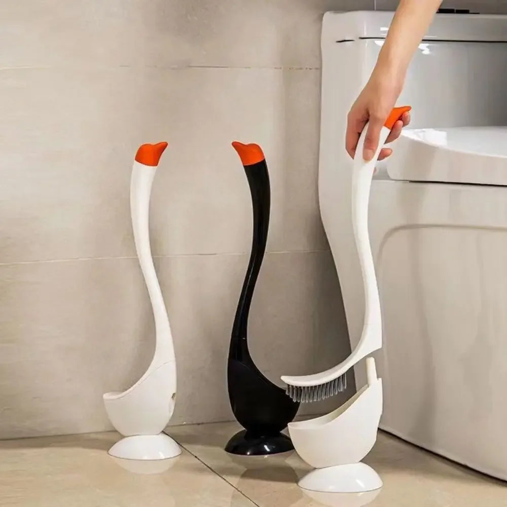 Cute Toilet Brush with Long Handle Swan Shape Toilet Holders Bathroom Accessories Plastic Toilet Plunger Household Cleaning Tool