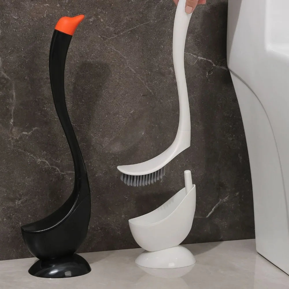 Cute Toilet Brush with Long Handle Swan Shape Toilet Holders Bathroom Accessories Plastic Toilet Plunger Household Cleaning Tool