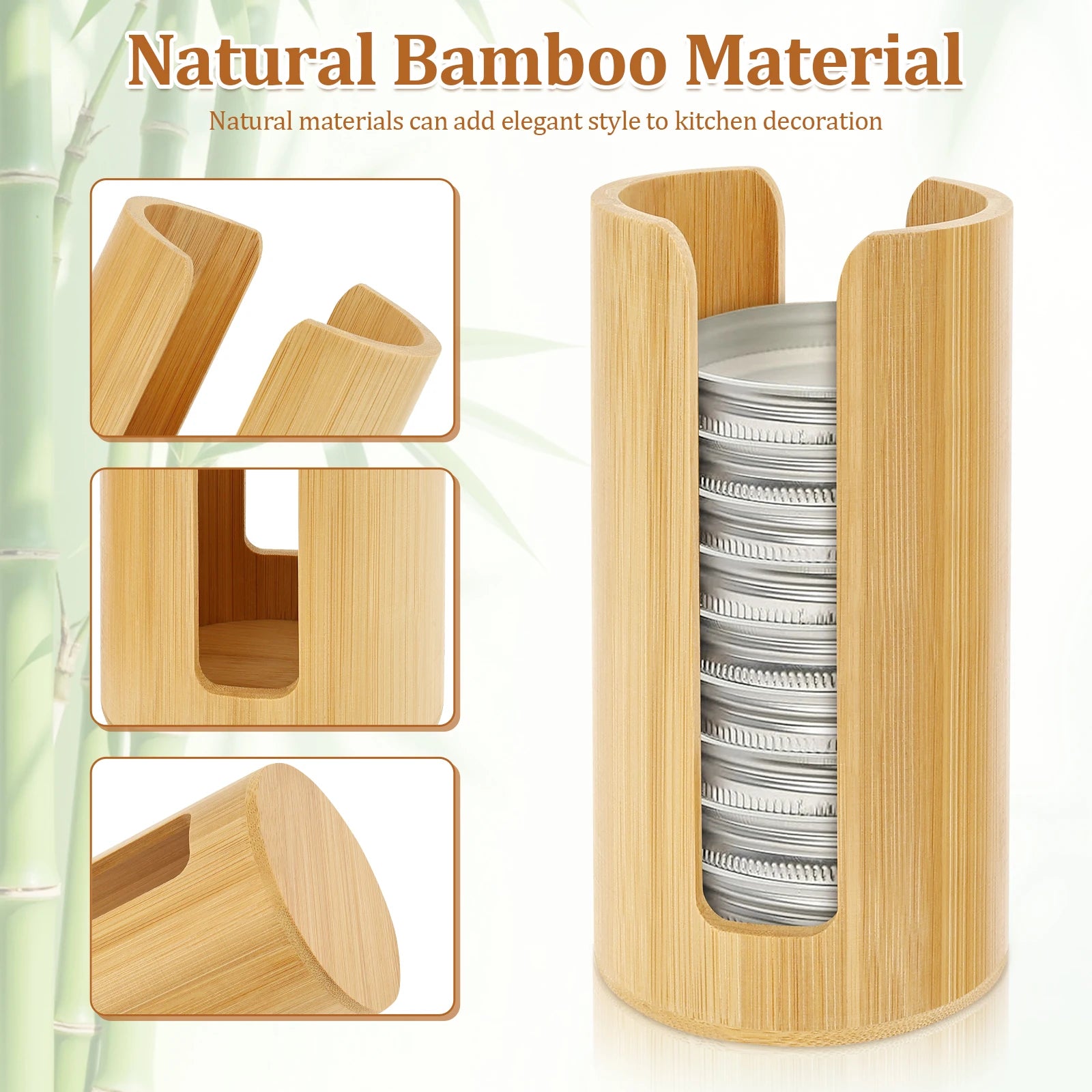 2Pcs Mason Jar Lid Organizer Wooden Stackable Canning Lid Organizer Space Saving Kitchen Storage Rack Accommodate 10-12 Can Lids